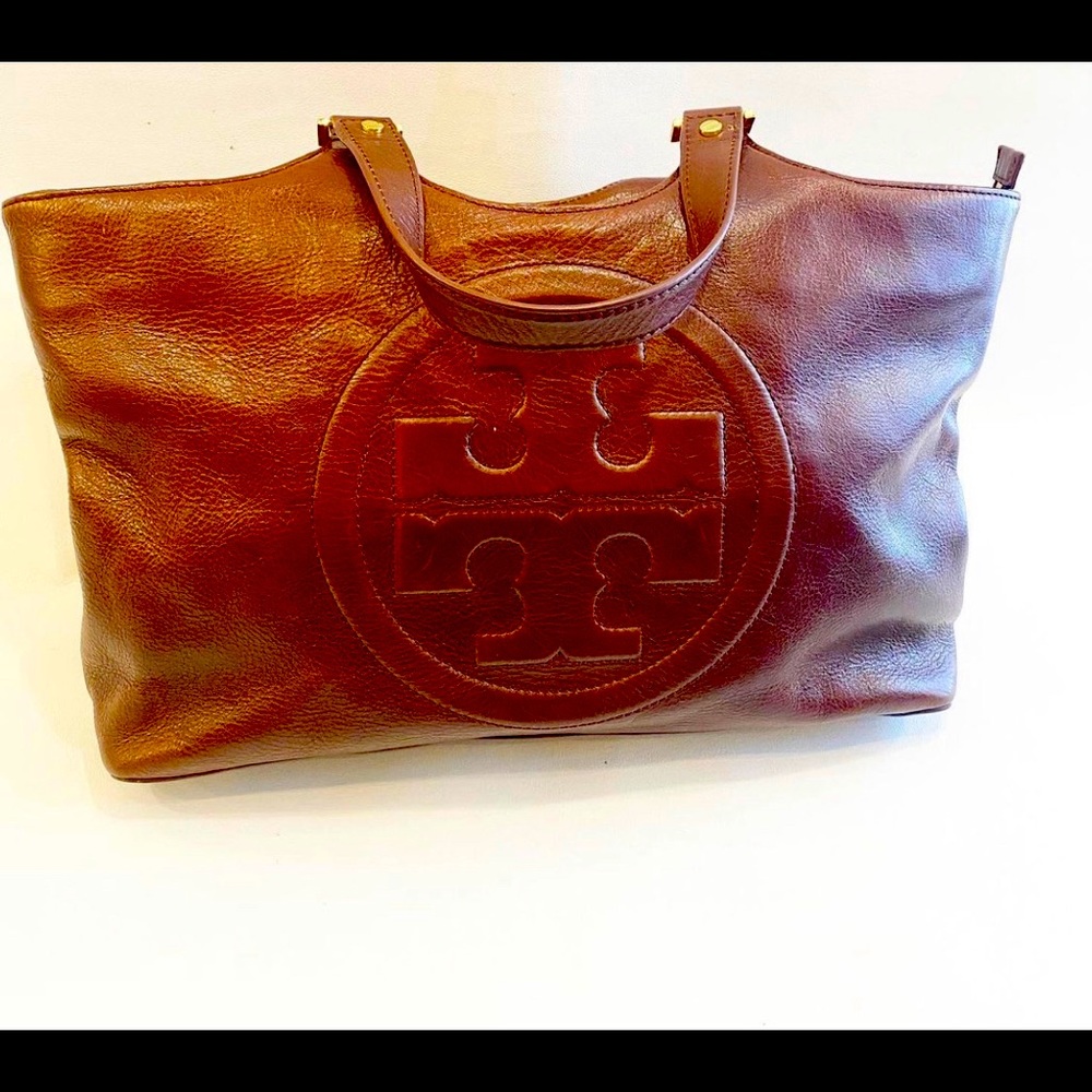 CLOSET CLOSING - Last Call! Tory Burch Brown Leather Logo Tote